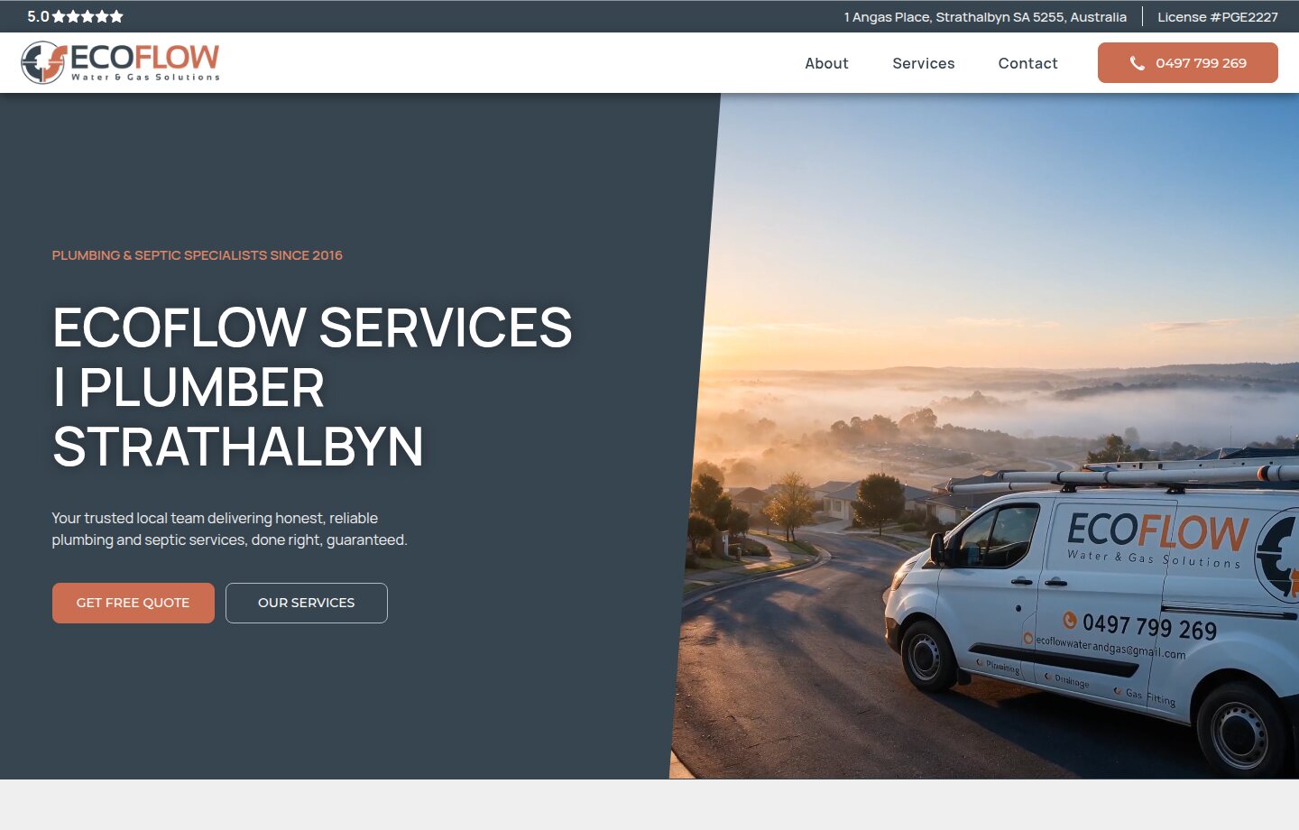 Ecoflow Services website homepage screenshot