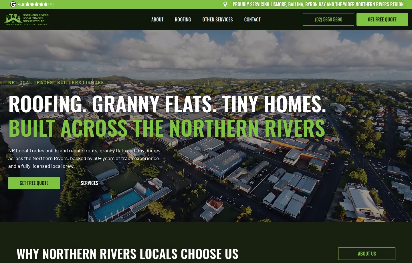 NR Local Trades website homepage screenshot