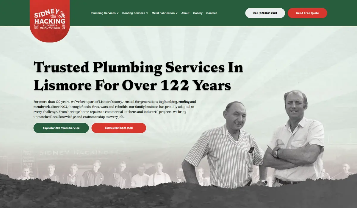 Sidney and Hacking website homepage screenshot